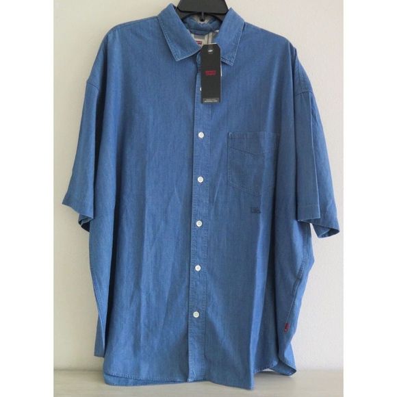 Levi's Men's Size Large Blue Oversized Casual Short Sleeve Button Up Shirt - Picture 1 of 7
